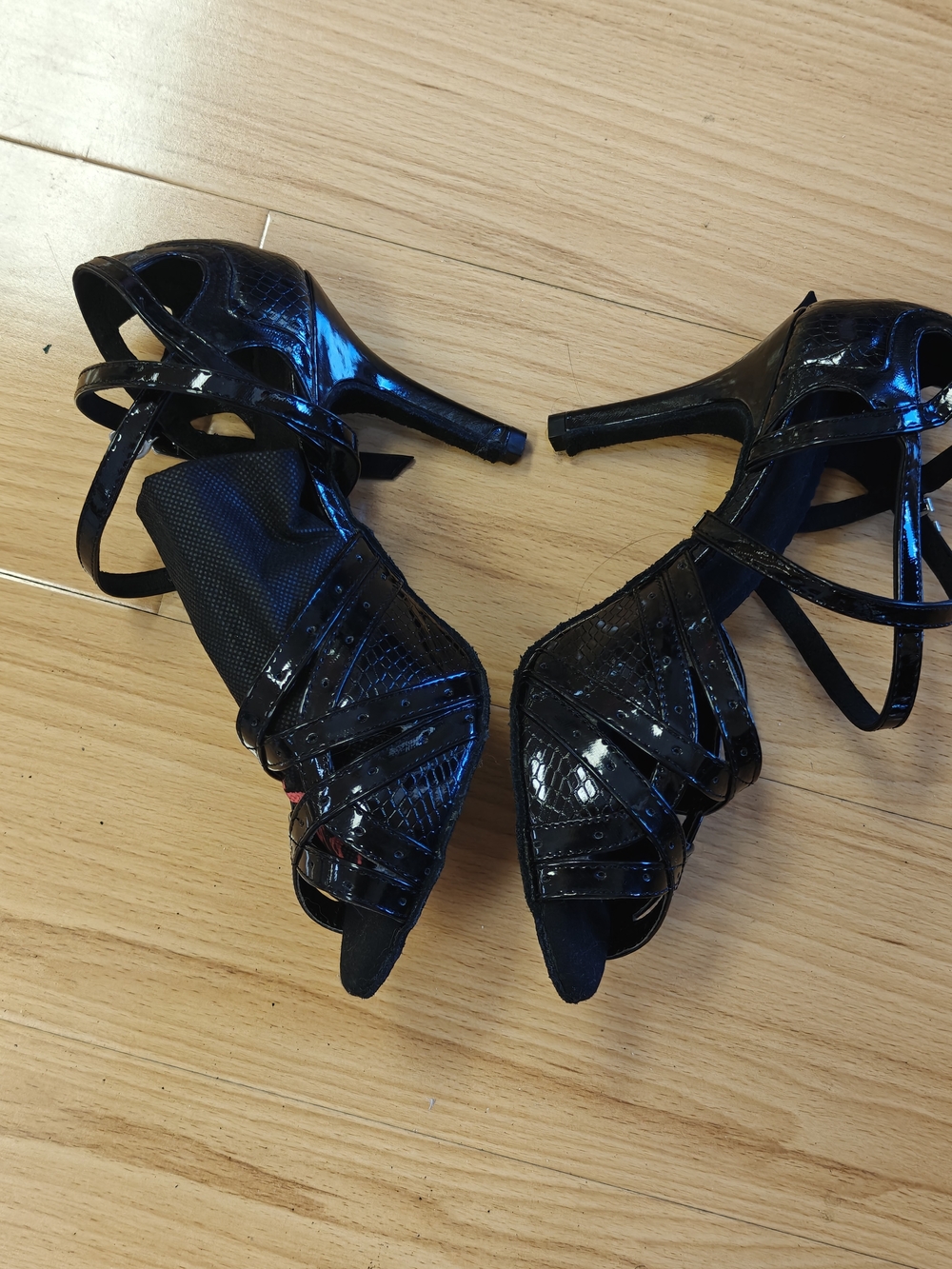 Black Patent Strappy Women's Dance Shoes
